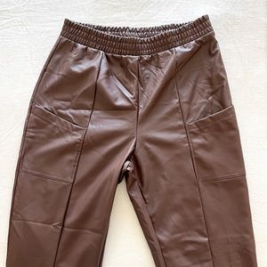 BLĀSHE Brown Faux Leather Pants